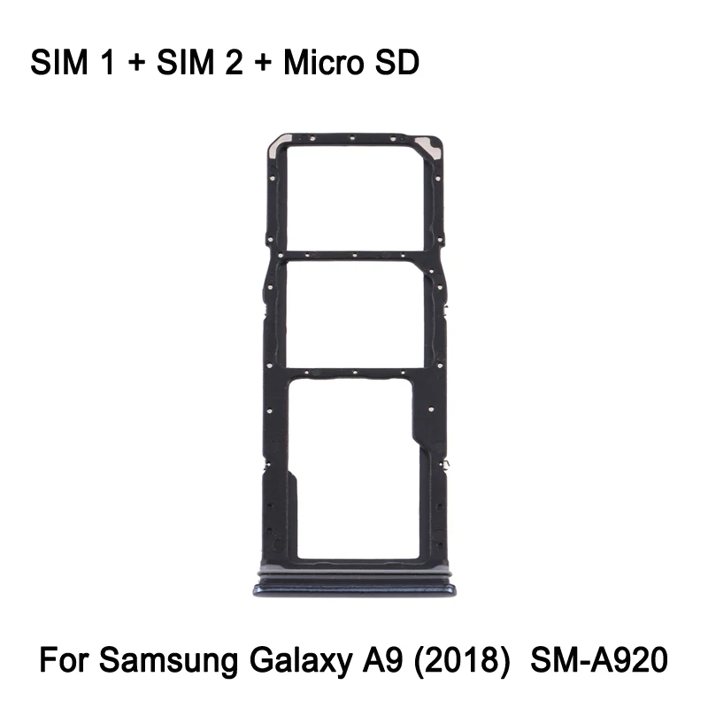 Dual SIM Card Tray For Samsung Galaxy A9 (2018) SM-A920 Phone SIM1 + SIM2 + Micro SD Card Tray Replacement Part