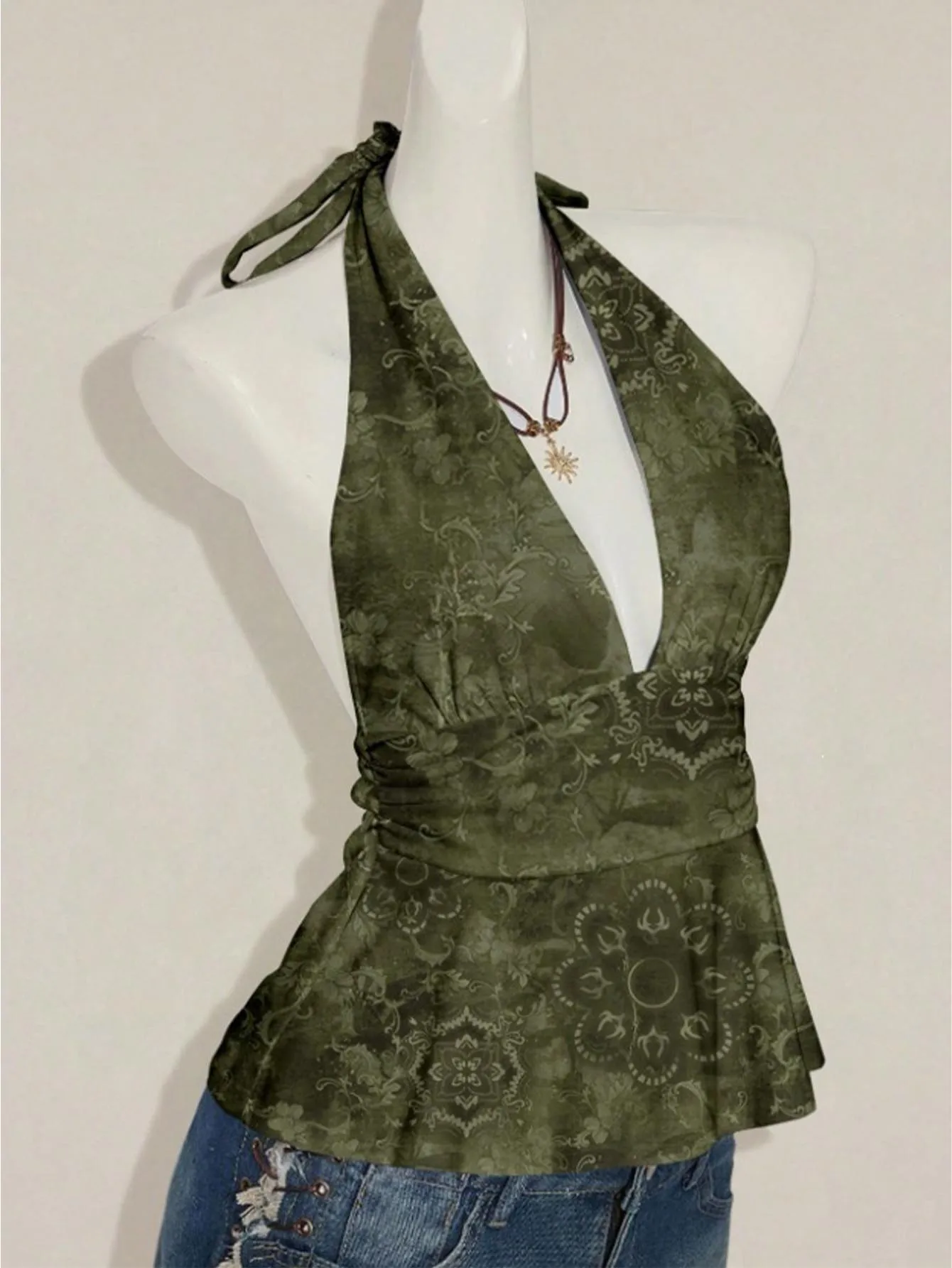 Top informal y versátil con tirantes plisados ​​de varios colores para mujer, chaleco con cuello en V, sexy y a la moda, con lunares, para verano