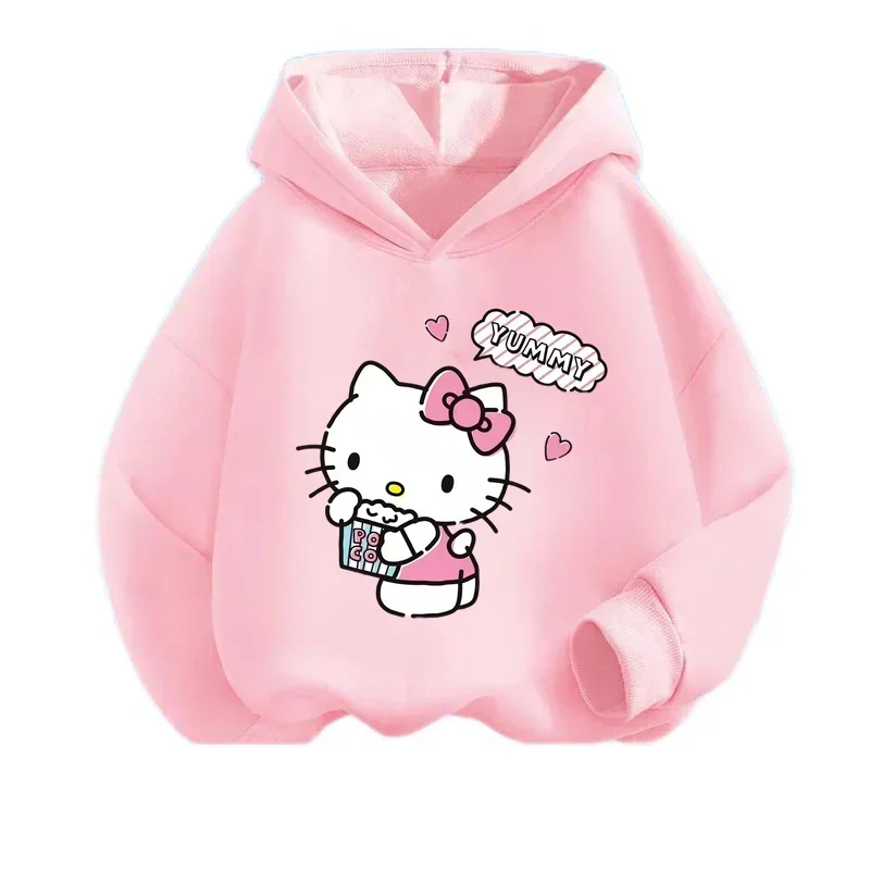 Kawaii Hello Kitty Hoodie Kids Clothes Girls Clothing Fashion Baby Boys Clothes Autumn Warm Sweatshirt Children Tops