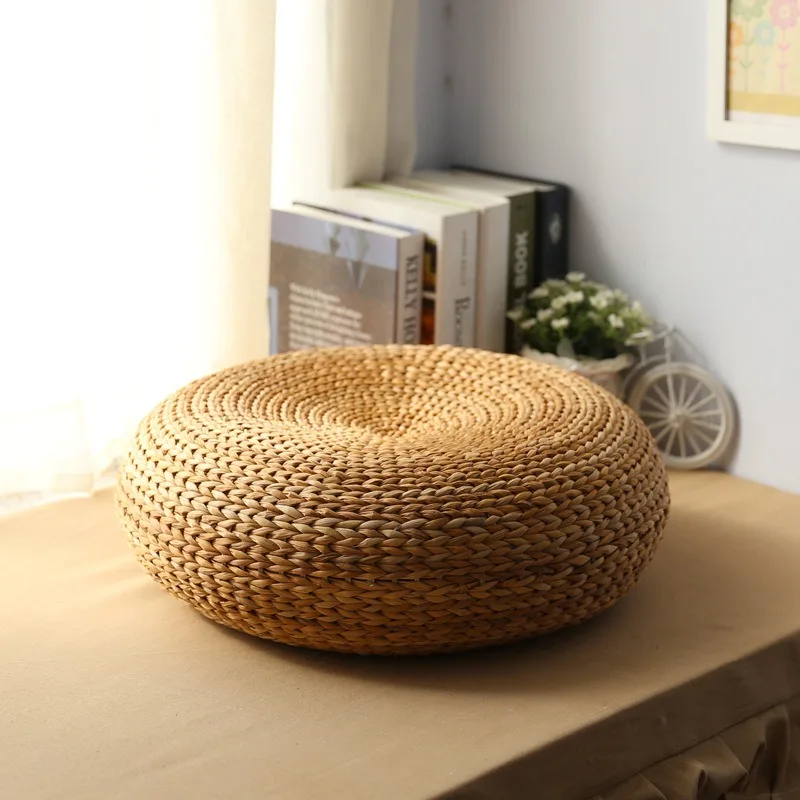 

Natural Weave Straw Pouf Tatami Mat Round Floor Cushions Rattan Futon Meditation Worship Cushion Yoga Japanese Style Seat Pad