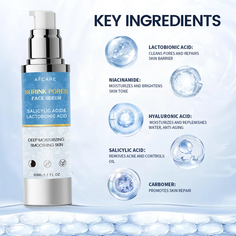 Lactobionic Acid Serum Shrink Pore ​​Care Smooth Nourishing Hydrating Face Skin Care For Large pores Pores Refine the Skin