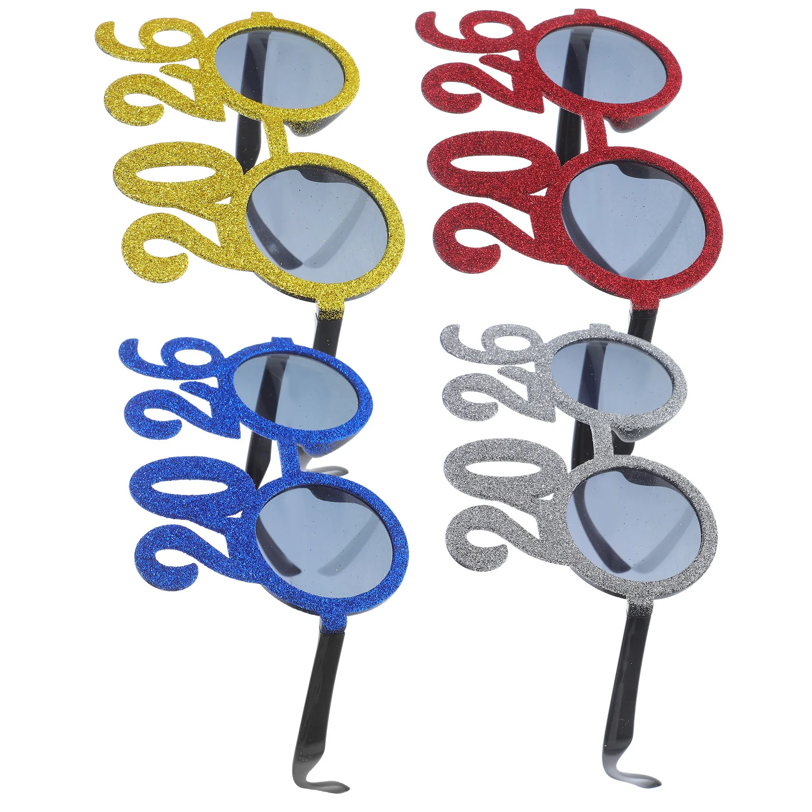 

4Pcs 2026 Number Glasses Shiny Party Eyewear Bright Color Glitter Finish Resistant to Bending Ideal Photo Booth Props 2026