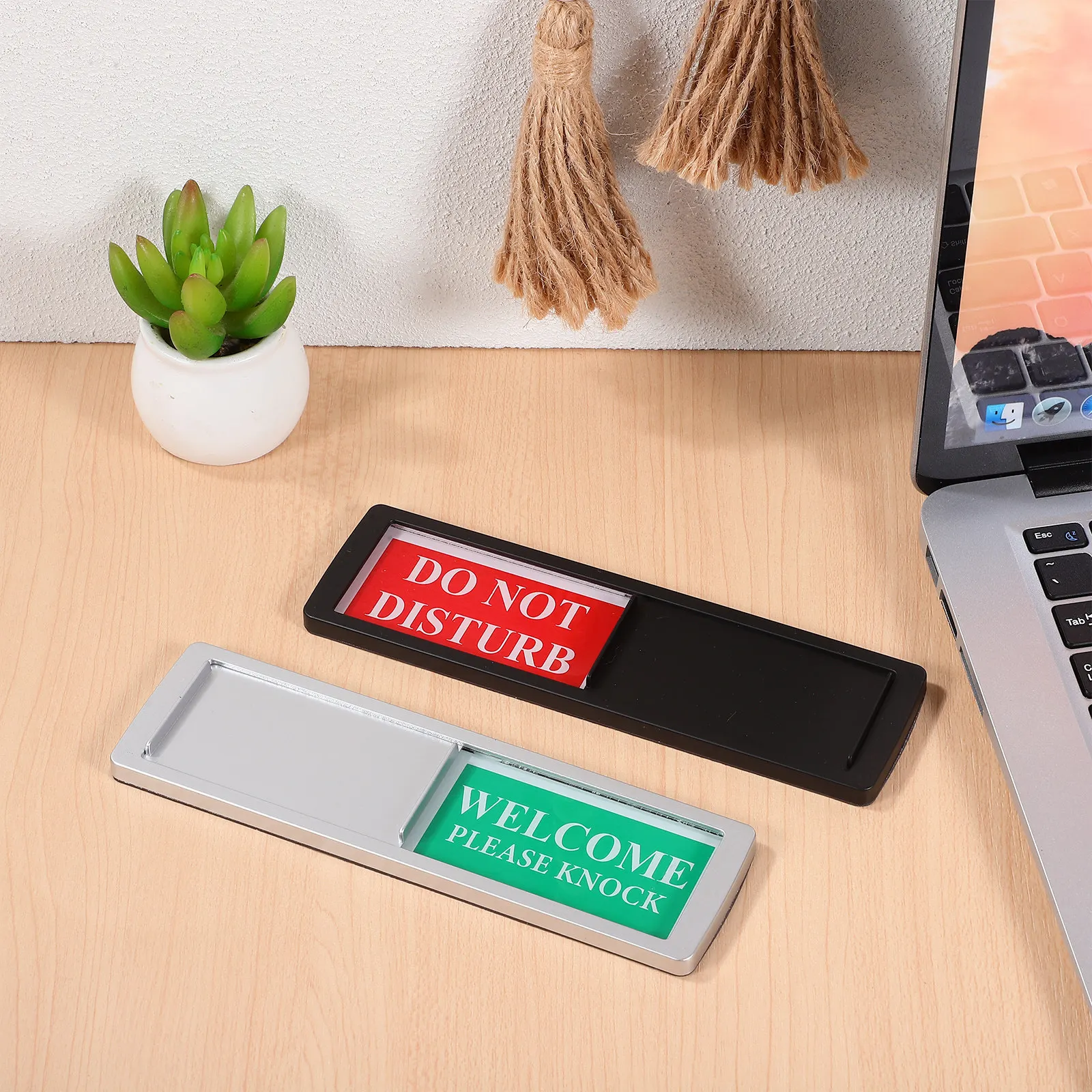 

2Pcs Privacy Slide Door Sign Magnetic Slider Do Not Disturb Welcome Please Knock for Office Conference Room Restroom