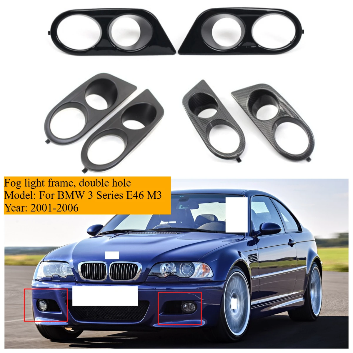 

For BMW 3 Series E46 M3 2001 2002 2003 2004 2005 2006 double-hole fog light frame 51112695255 lower net front fog light frame