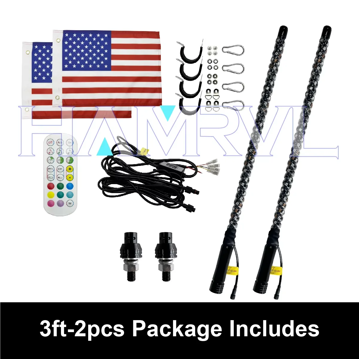 2FT RGB LED أضواء السوط APP + التحكم عن بعد مزامنة الموسيقى دوامة مطاردة تأثيرات ل UTV ATV SXS Can-Am على الطرق الوعرة الشاحنات RZ المركبات