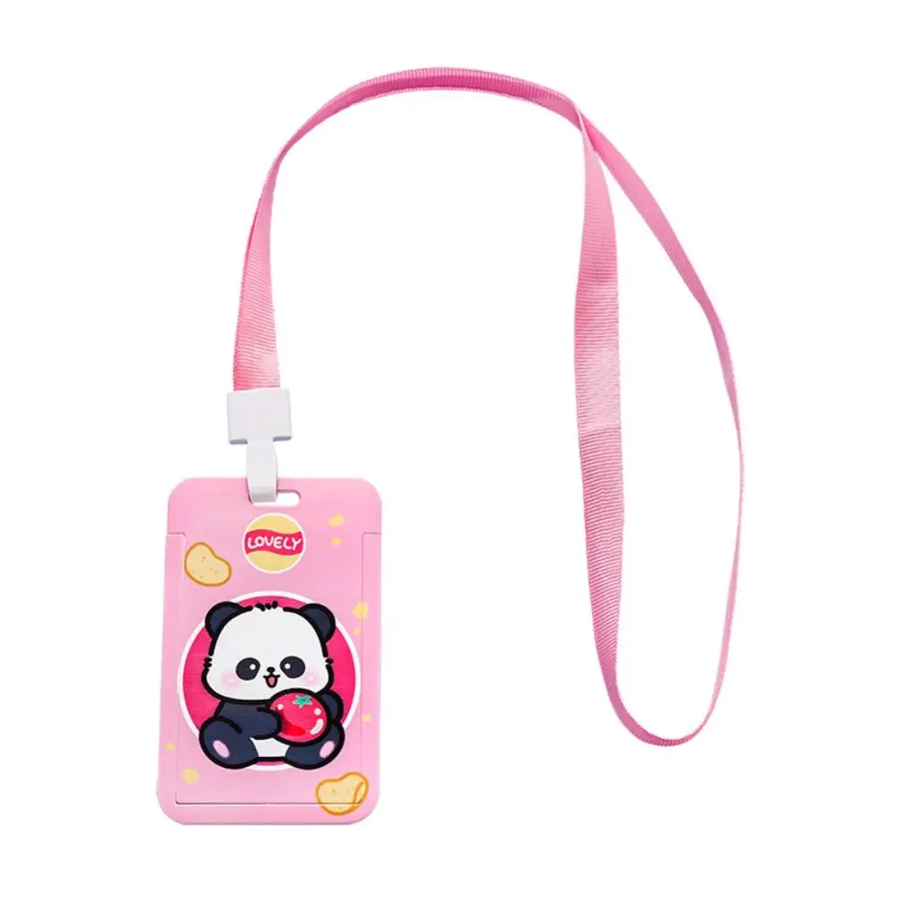 Cartoon Panda Printing Lanyard Card Useful Professional Card Cover Multifunction Wear-resistant Cards Protectors Cover Bank