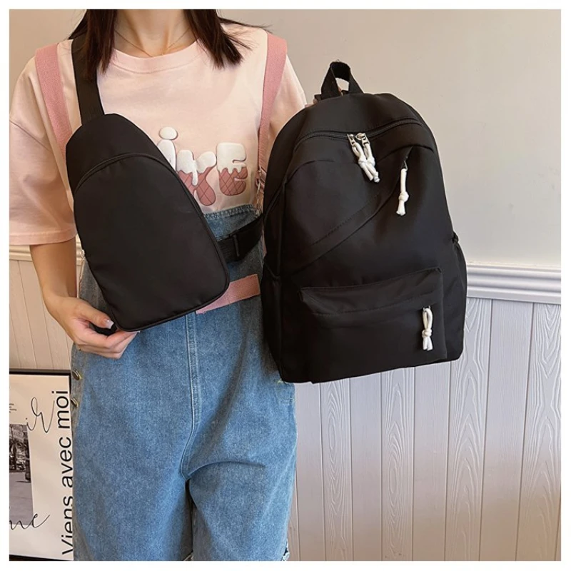 

Модный однотонный студенческий рюкзак, вместительный рюкзак, сумка через плечо, комбинированная сумка, многофункциональный рюкзак