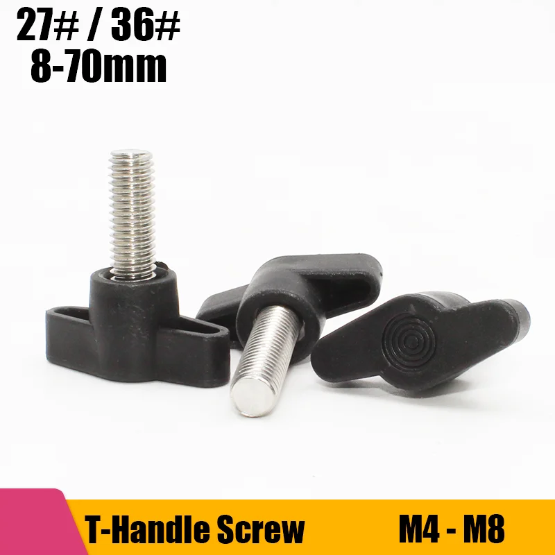 T-Handle Screw 2/4pcs M4 M5 M6 M8 304 Stainless Steel Plum Bakelite Hand Tighten Screw / Butterfly Plastic Head Hand Knob Screw