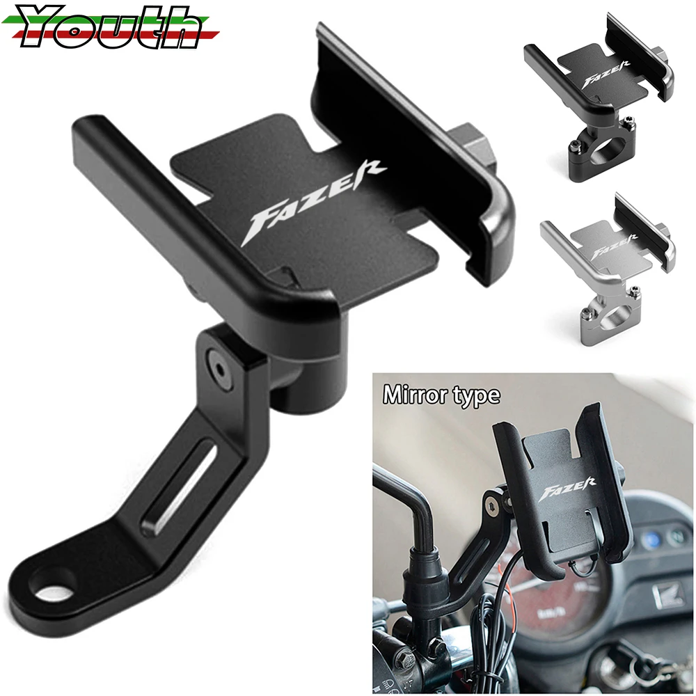 For Yamaha FAZER FZ6 FZ1 FZ8 FZS Fazer FZ1N FZ1S FZ6S FZ8N Motor Aluminum Handlebar Mirror Mobile Phone Holder GPS Stand Bracket