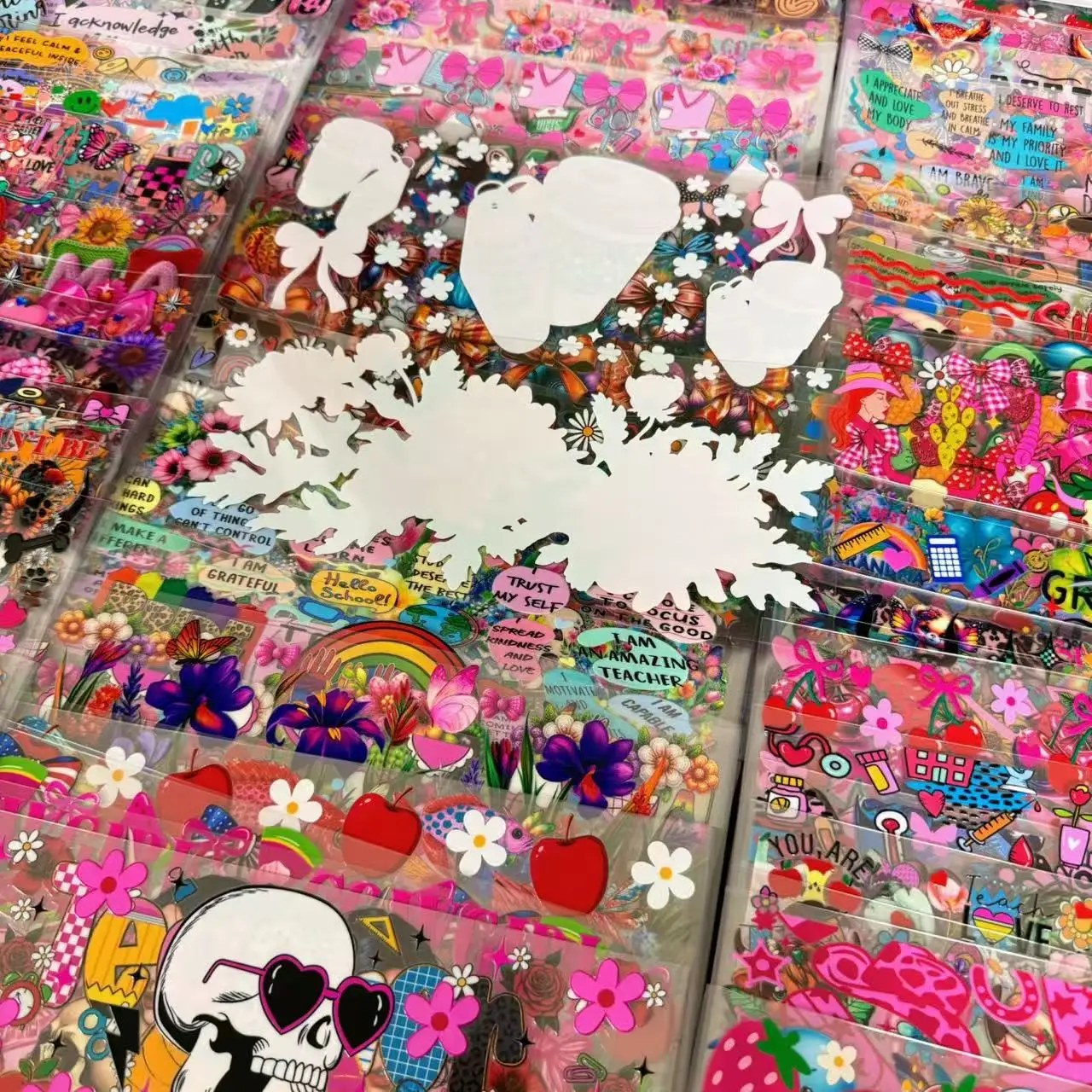 Random 10PCS Hot sale Popular Cartoon 16oz UV DTF 3D Transfer Sticker Decals For Glass Can UVDTF Wraps Cup DIY Gift Creative
