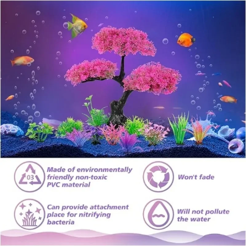 1set Aquarium Artificial Plastic Plants Decoration Goldfish Tank Betta Fish Tank Plants Water Weeds Ornament Aquarium Decor