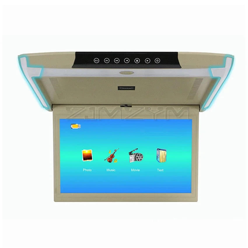15.6 Inch Car Roof Monitor TV Flip Down 1080P Video HD Screen MP5 Player with LED and Ambient Light USB HDMI FM Funtions