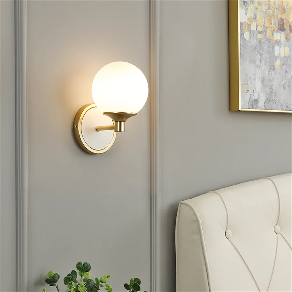 

Modern Glass Ball Wall Light Nordic Double Headed Bathroom Led Sconce Home Decoration Bedroom Bedside Wall Lamp Lampara Pared