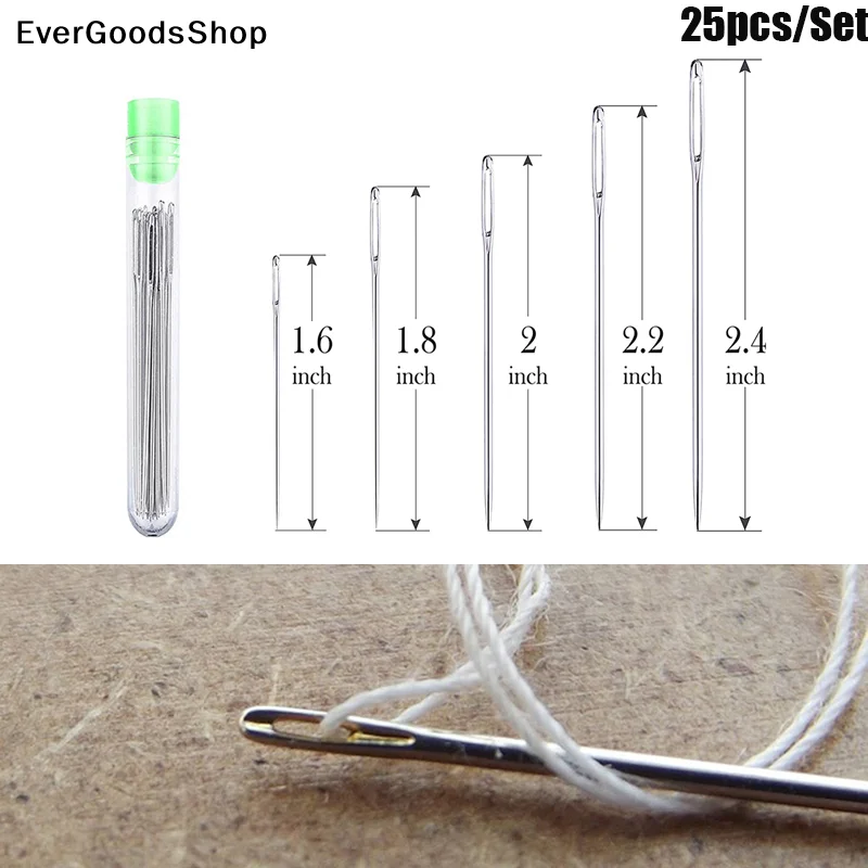 

New 25pcs Large Eye Stitching Needles Sewing Needles Handmade Leather Needle Steel Yarn Knitting Needles Sewing Tool Set