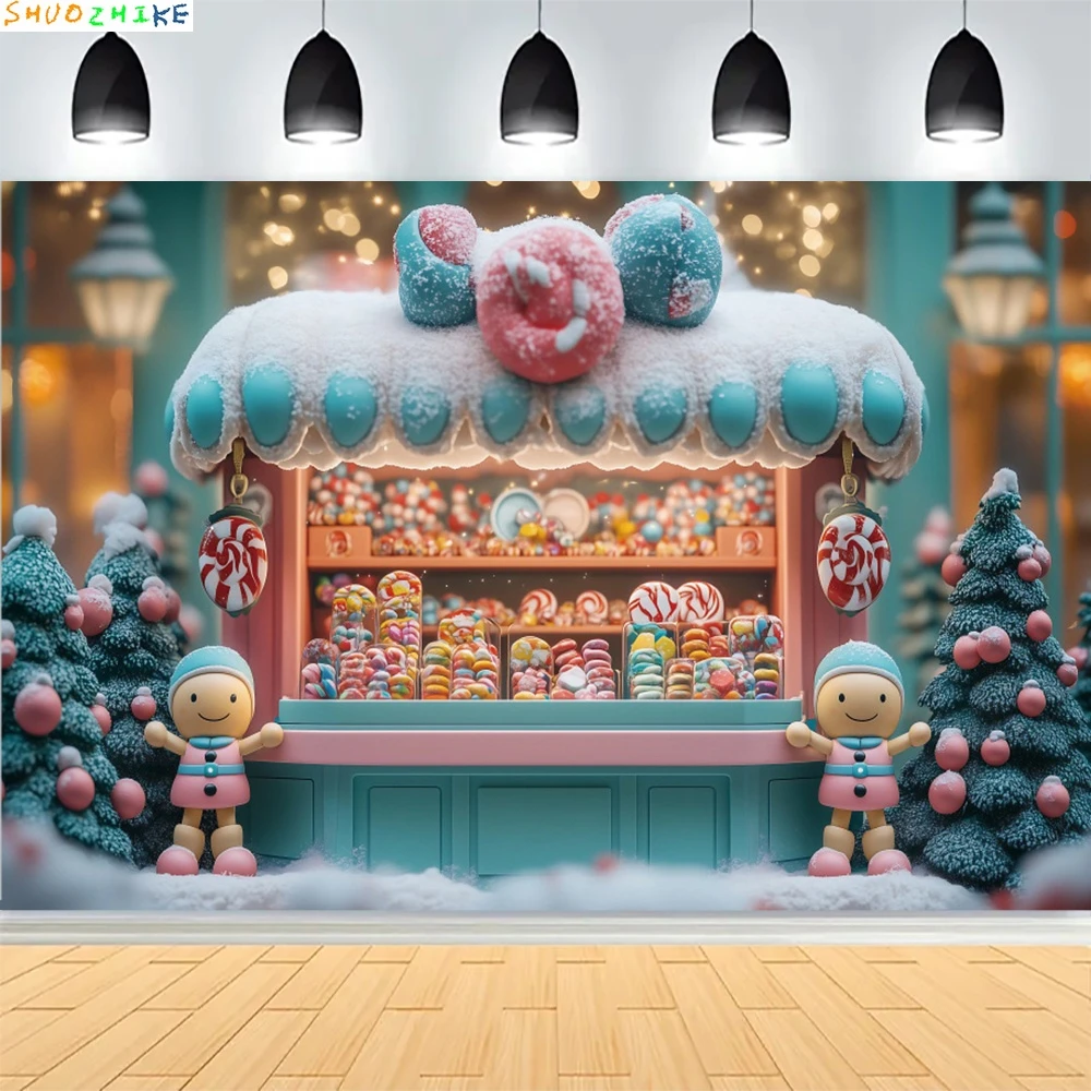 عيد الميلاد يوم إكليل الأسرة السنة الجديدة حفلة خلفيات للتصوير الفوتوغرافي الدعامة نافذة غرفة المعيشة شجرة عيد الميلاد هدية الثلوج خلفية TJ-08 #4