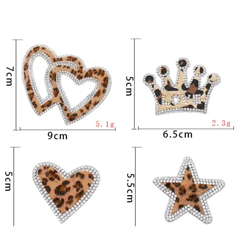 1pc Iron on Leopard Patches letter patch Crown love Star Embroidery Applique Garment clothes for women Accessories