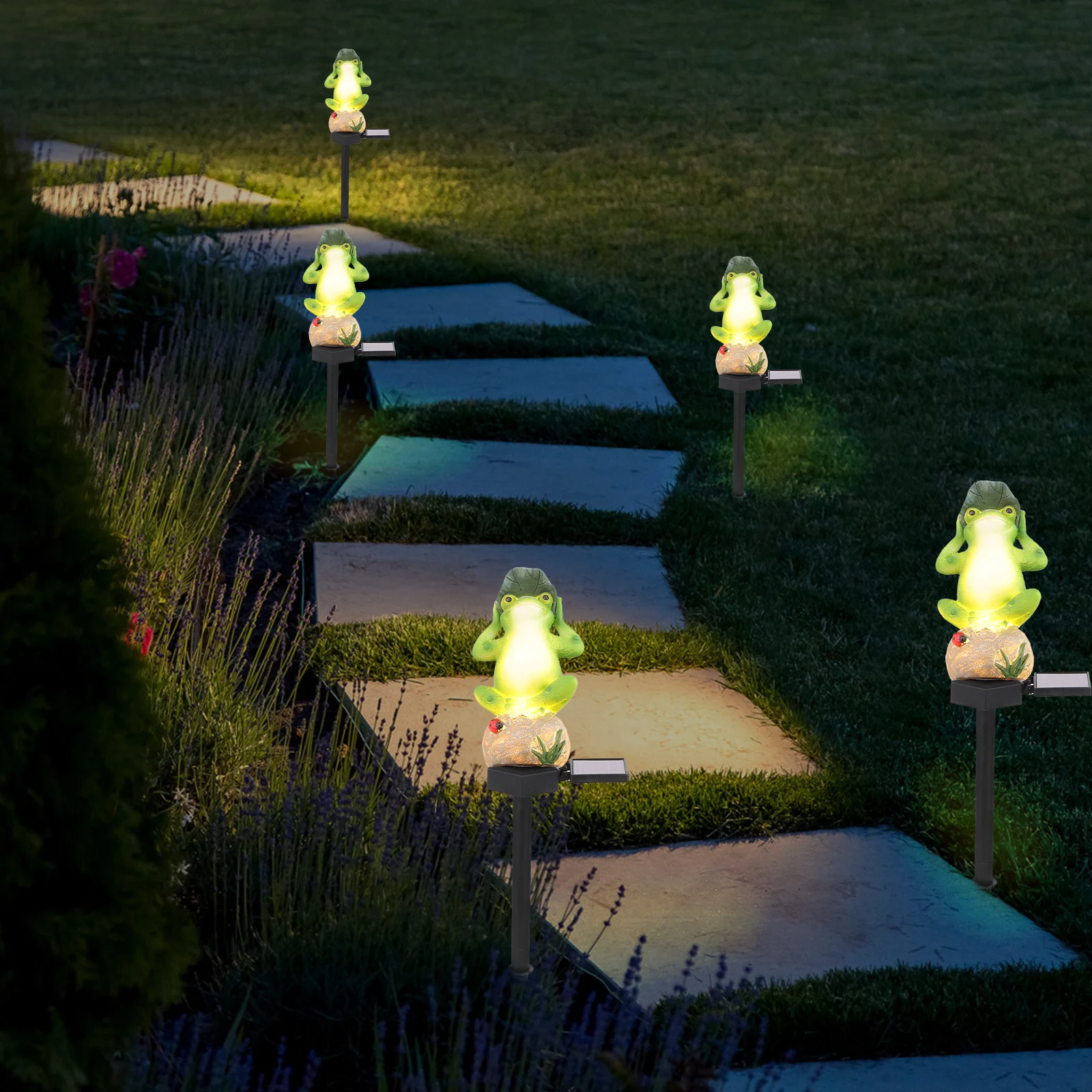 

Frog Solar Powered Garden Stake Light Outdoor Decorative PP Resin Lawn Yard L Solar Lawn Stake Lamp scape Lighting