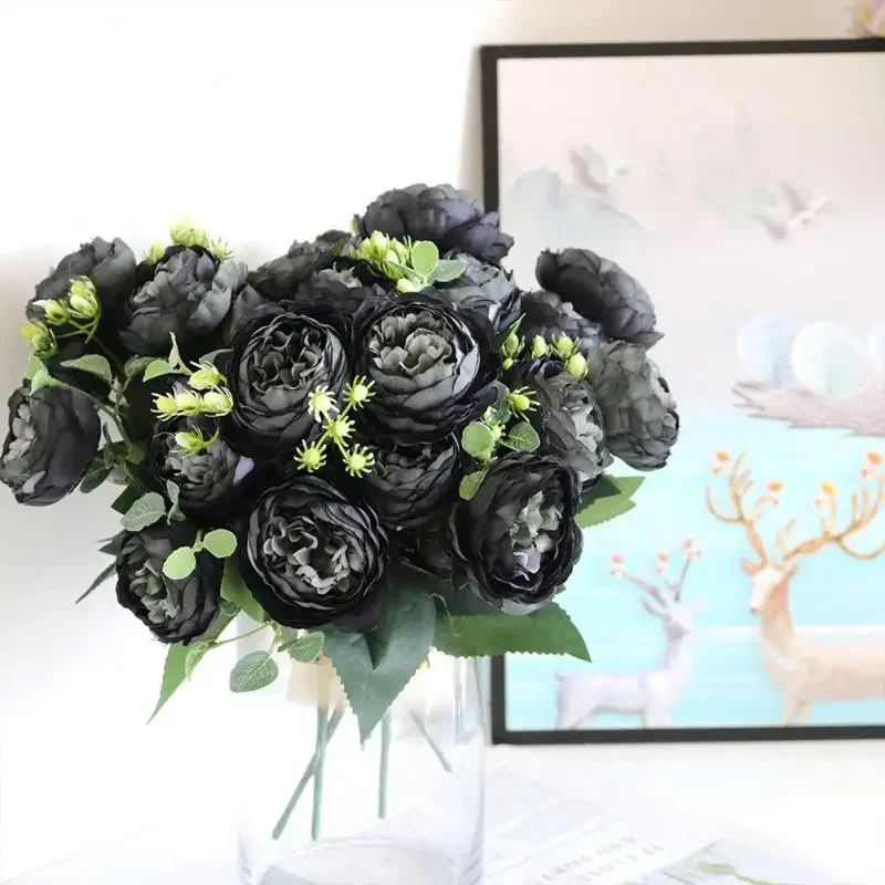 Silk Artificial Flower Rose Peony Bouque Home Decoration Bridal Holding Flower Wedding Decor Bouquet DIY Fake Flower Arrangement