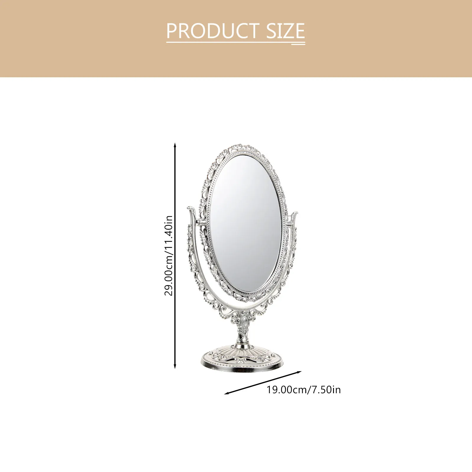 1 stuks dubbelzijdige spiegel Europese stijl retro ovale desktop make-upspiegel draaibaar voor thuis slaapkamer badkamer