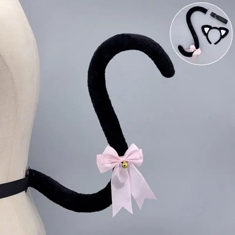 L4me Soft Plush Cats Costume Hairhoop Cats Tail لحفلات الموضوع وتصوير الأحداث