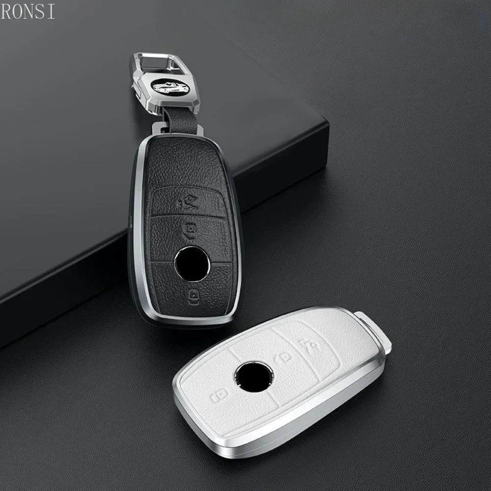 Aluminum Alloy Leather Car Remote Key Cover Case For Mercedes benz A C E S G GLS CLA Class W213 W177 W205 W222 X167 W177 AMG