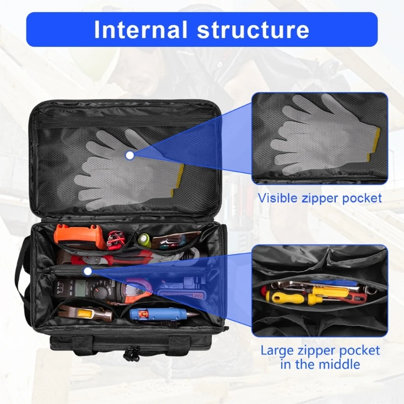 Multifunctional Tool Bag Waterproof Electrician Polyester Thickened Carpentry Tool Bag Large Maintenance Storage Bag