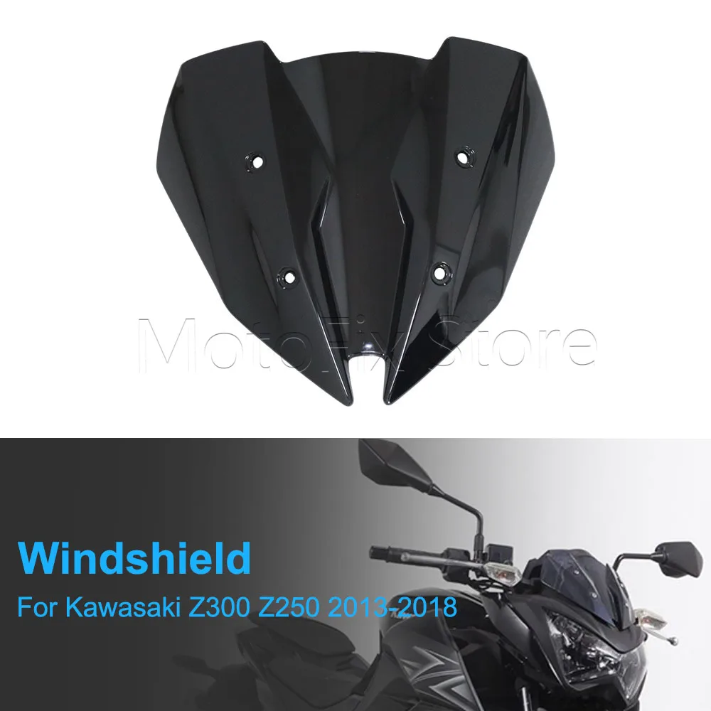 Motorcycle Accessories Windshield Windscreen Wind Screen Deflectors For Kawasaki Z300 Z250 Z 300 2013 2014 2015 2016 2017 2018