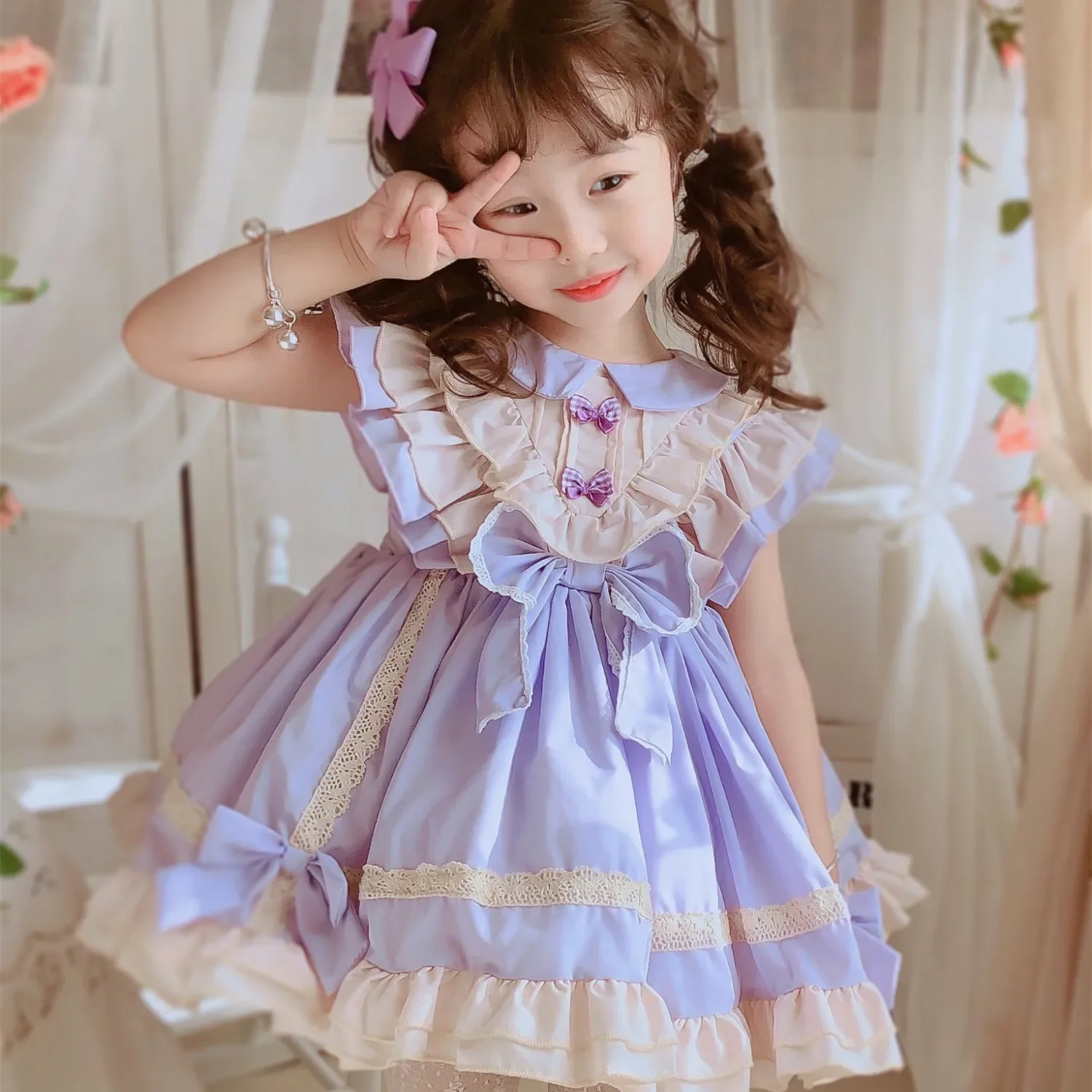 Children Dresses Lolita Princess Skirt Girl Purple Tutu Skirt Birthday Party Clothing Girls Party （No Hair Accessories）