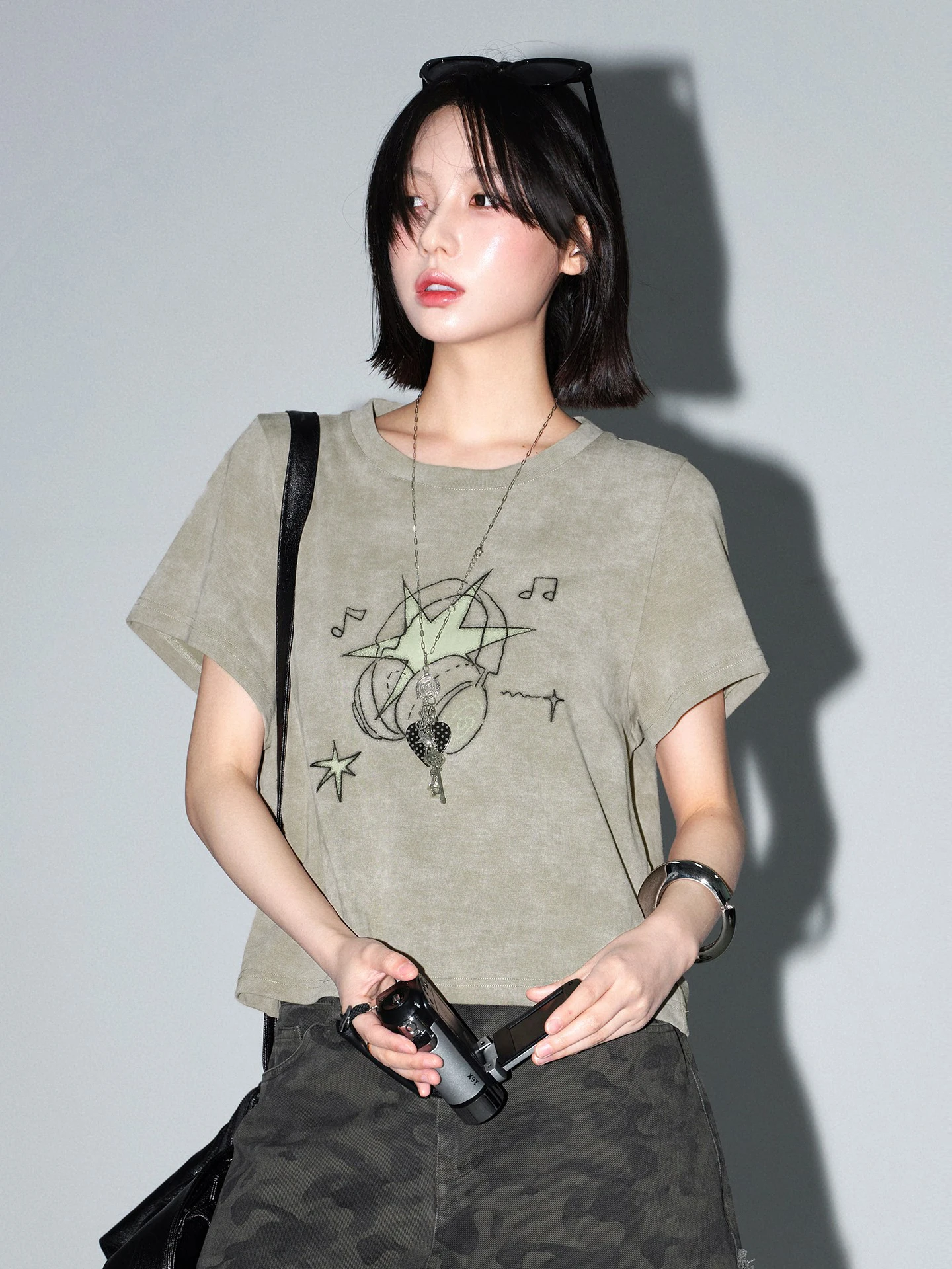 

Gravitational Museum Original Print Short Sleeve T-Shirt Women's Summer Short Style Cotton Polyester Blend Comfortable round ...