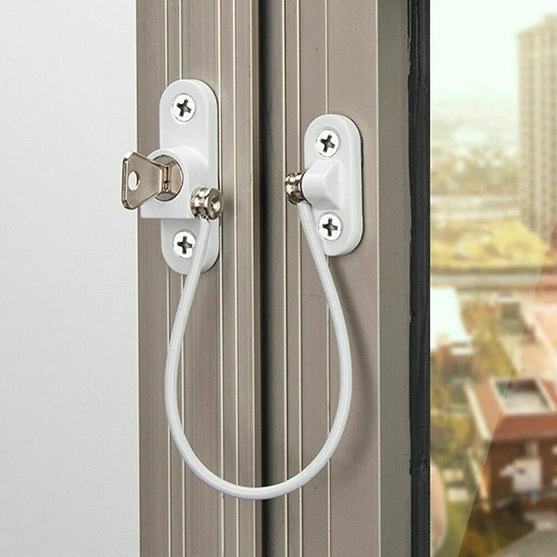 Child Safety Lock Window Lock Stainless Steel Cable Use Screws To Fix Baby Safety Accessories Security Protection White/Black