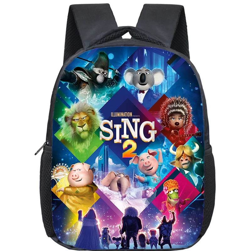Movie Sing 2 Backpack for Preschool Boys Kids Cartoon School Bags Baby Toddler Kindergarten BookBag Kids Anime Backpacks 12inch