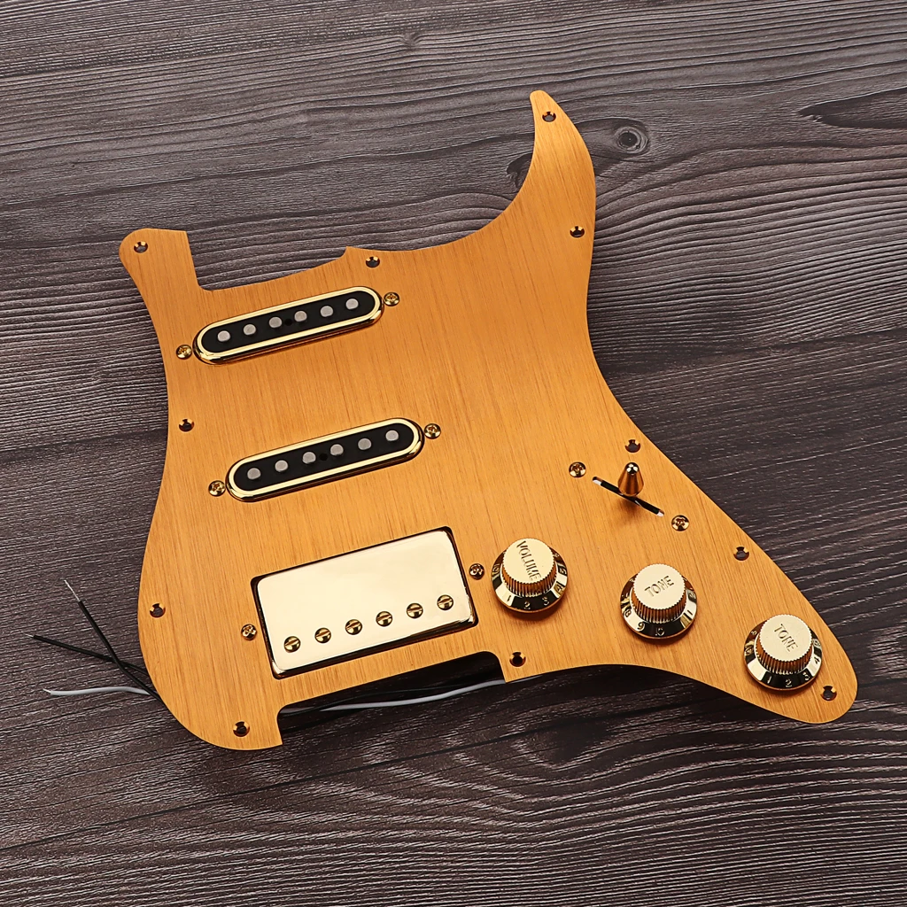 

SSH Guitar Pickguard Prewired Pickguard Loaded Pickguard for Strat Electric Guitar Gold Alnico 5