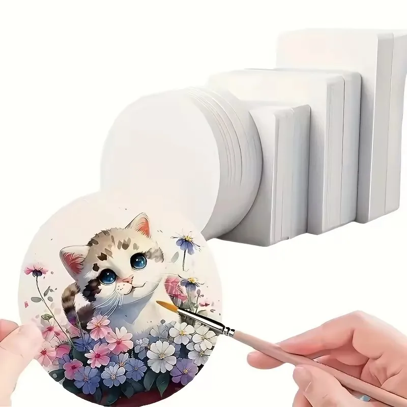 25 ورقة ورق ألوان مائية مربع/دائري 300 جرام قطن عالي الجودة ورق رسم ألوان مائية احترافي مستلزمات فنية للبطاقات البريدية