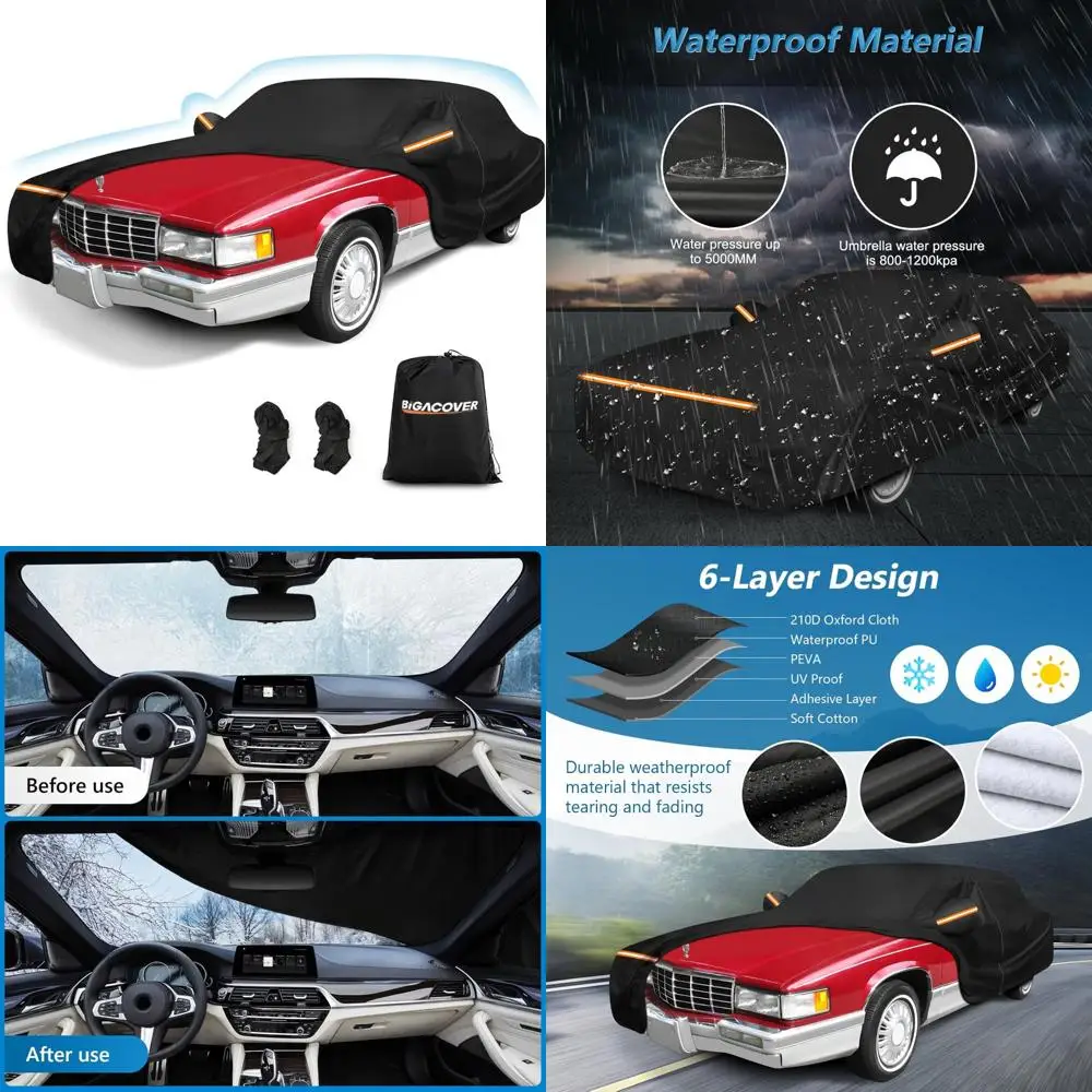 

Waterproof All-Weather Car Cover for 1985-1993 Sedan 4-Door Full Coverage with Door Zipper, Suitable for Classic Vehicles