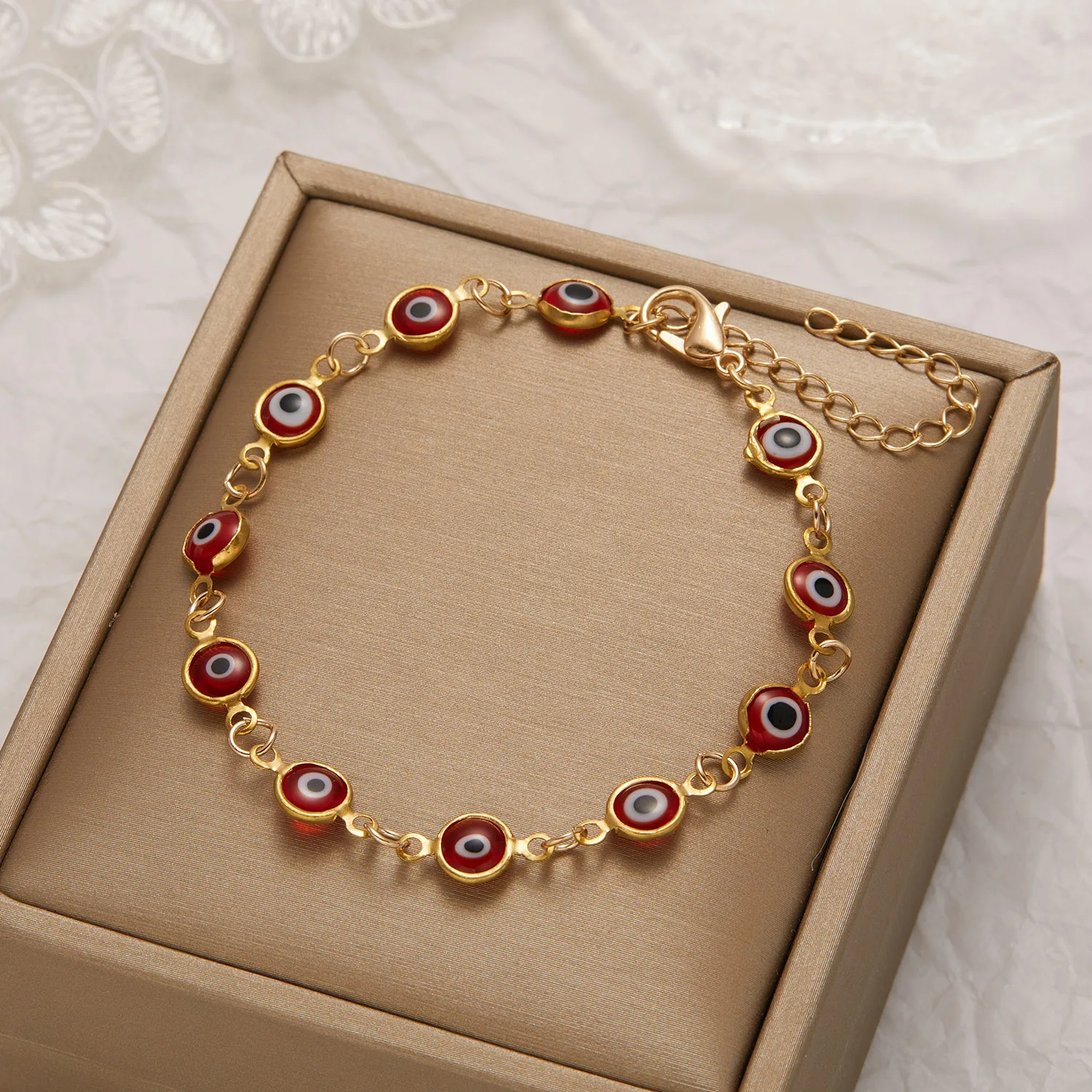 Lucky Turkish Evil Eye Bracelet for Women Men Colorful Blue Eye Enamel Beads Adjustable Chain Bracelet Friendship Jewelry Gift