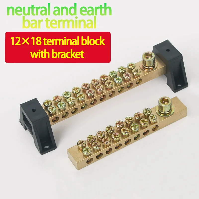 

12X18 Grounding Copper Double Row Ground Wire 6 Holes Ground Row Zero Distribution Box Terminal Block