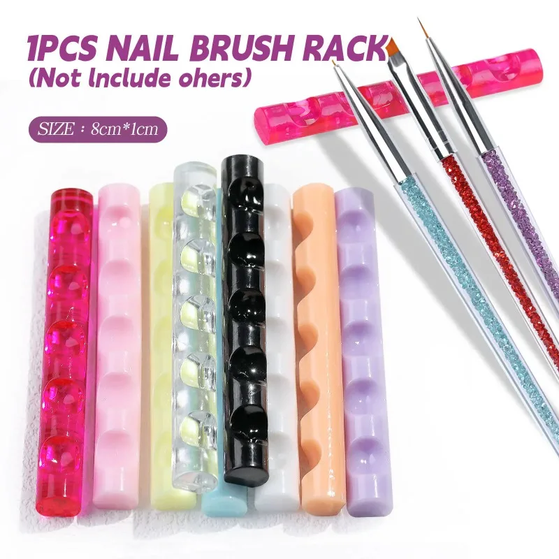 1 Pcs 5 Grids Acrylic Clear Nail Brush Shelf Portable Mini Painting Pen Rest Holder Stand Colorful UV Gel Brush Display Holder
