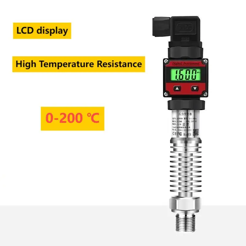 0-200℃ 0-350℃ Pressure Transmitter 4-20mA Output Pressure Gauge Digital Display 10bar 40bar LCD Pressure Sensor 0-10V