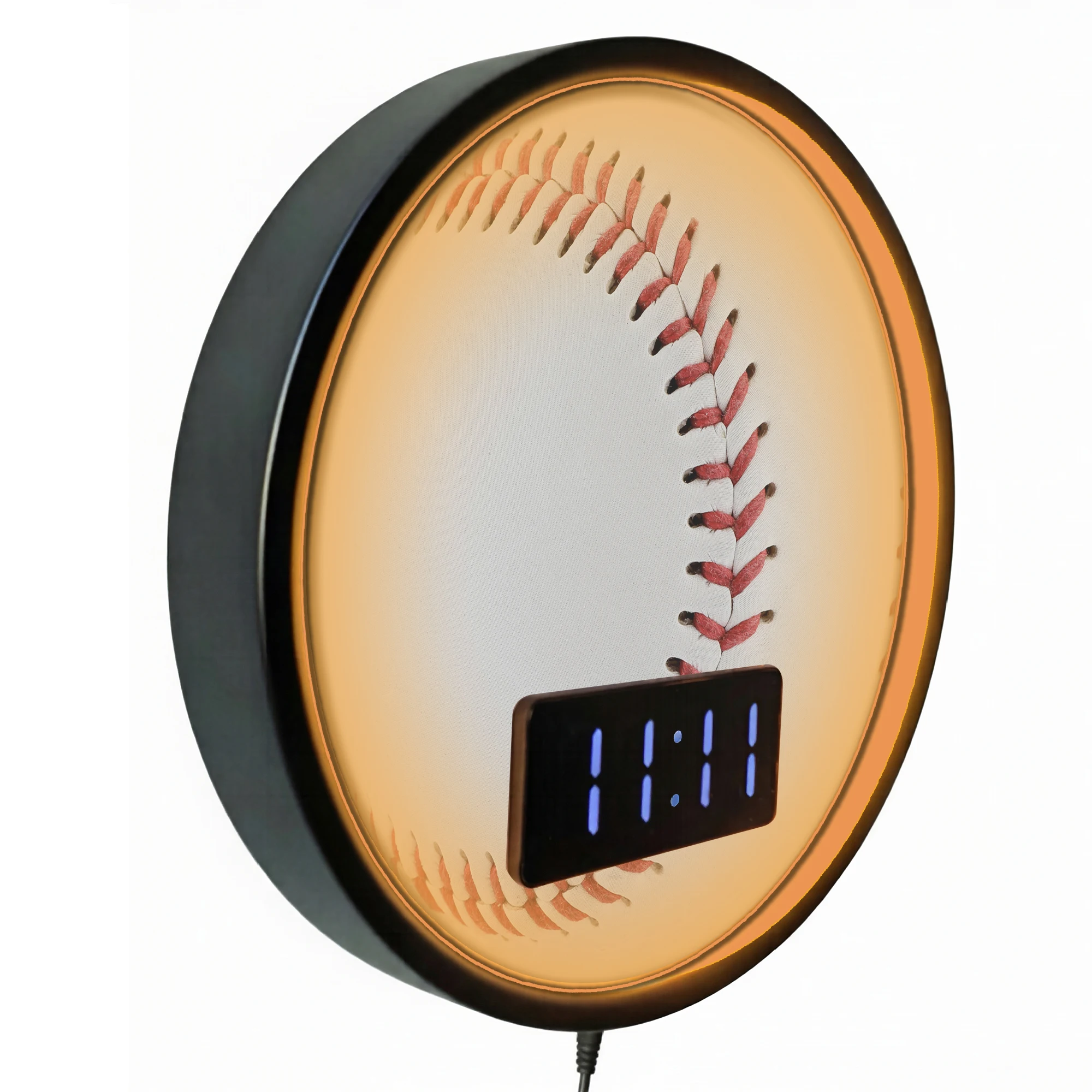 Baseball LED Digital Wall Clock With Calendar Date Temperature Baseball Fan Athlete Sports Home Decor Luminous Night Light Clock