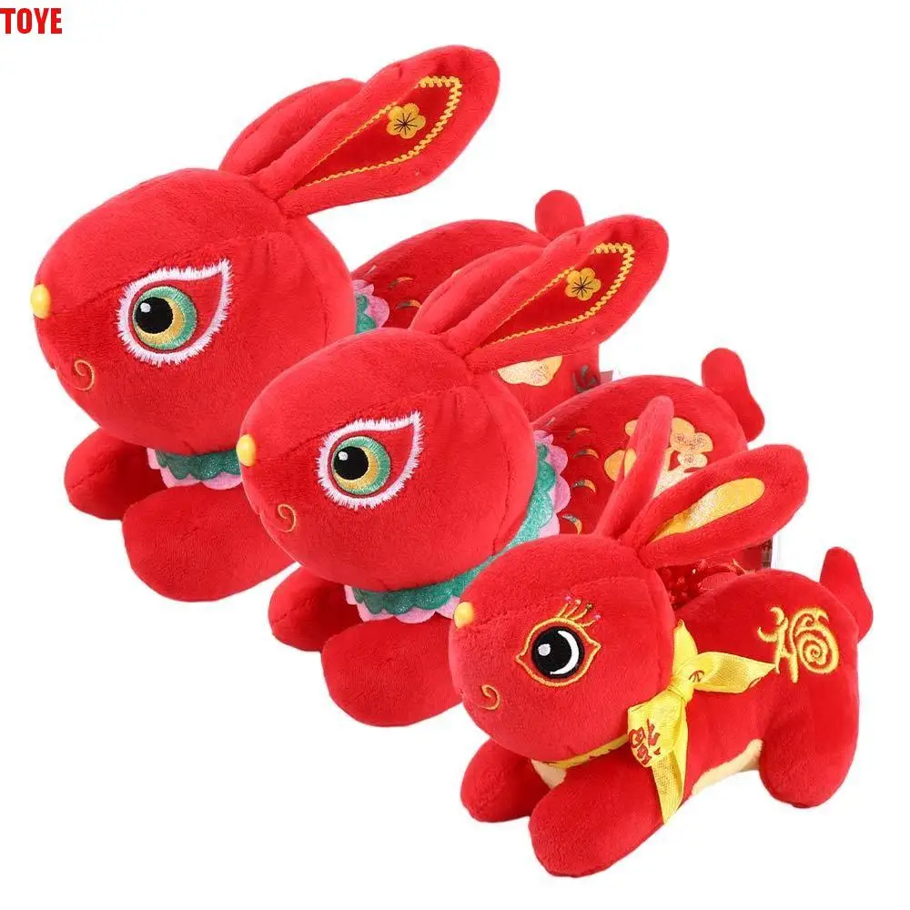 Boneka maskot kelinci Tahun Baru Cina mainan mewah kelinci boneka kelinci maskot tahun kelinci boneka mewah kelinci