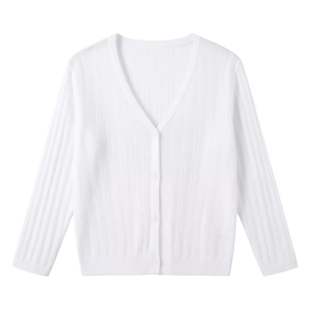 Summer Cardigan Women V-neck Female Korean Fashion Style Long Sleeve Top Cropped Girls Knitted Ladies Sweaters Women's Coat Cute - view 6