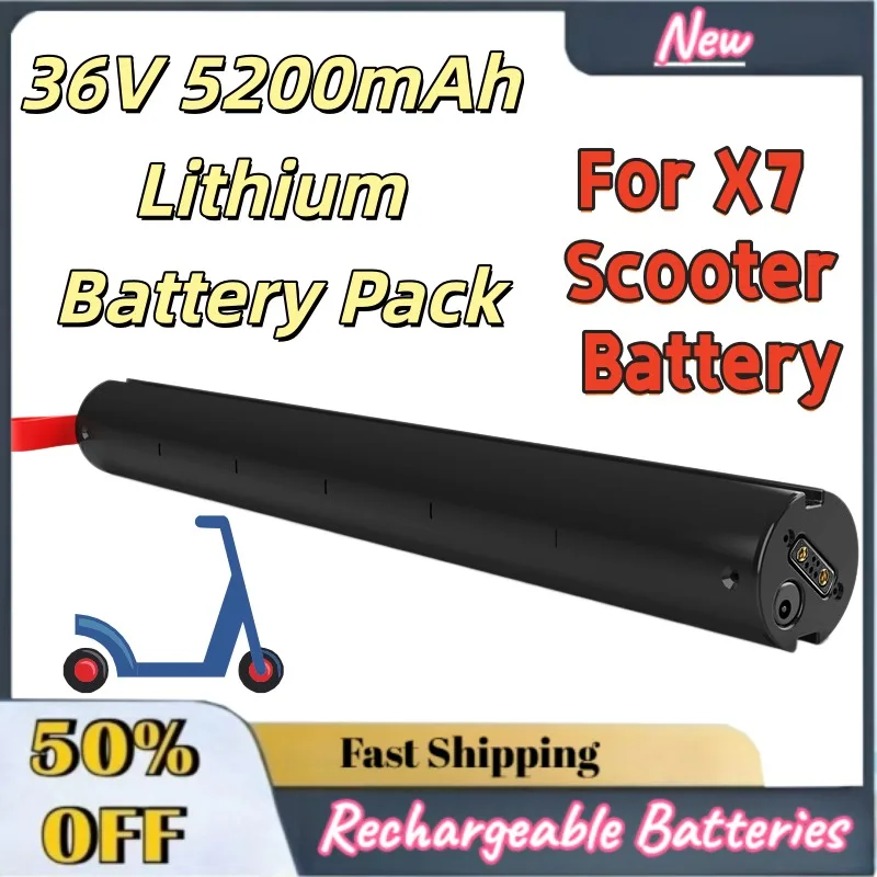 36V 5200mAh Lithium Battery Pack For HX-X7 Folding Electric Scooter Universal E-bike Replacement Battery