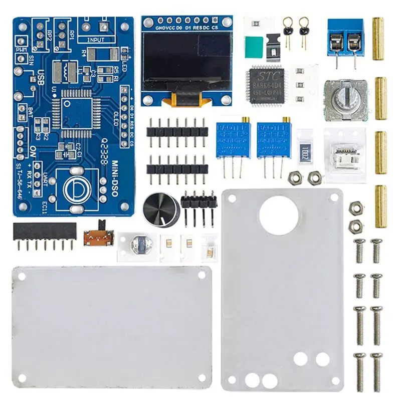KYCOR-DIY Mini Digital Oscilloscope Electronic Kit STC8K8A MCU With 0.96 Inch OLED DIY Soldering Project Practice Solder Kits