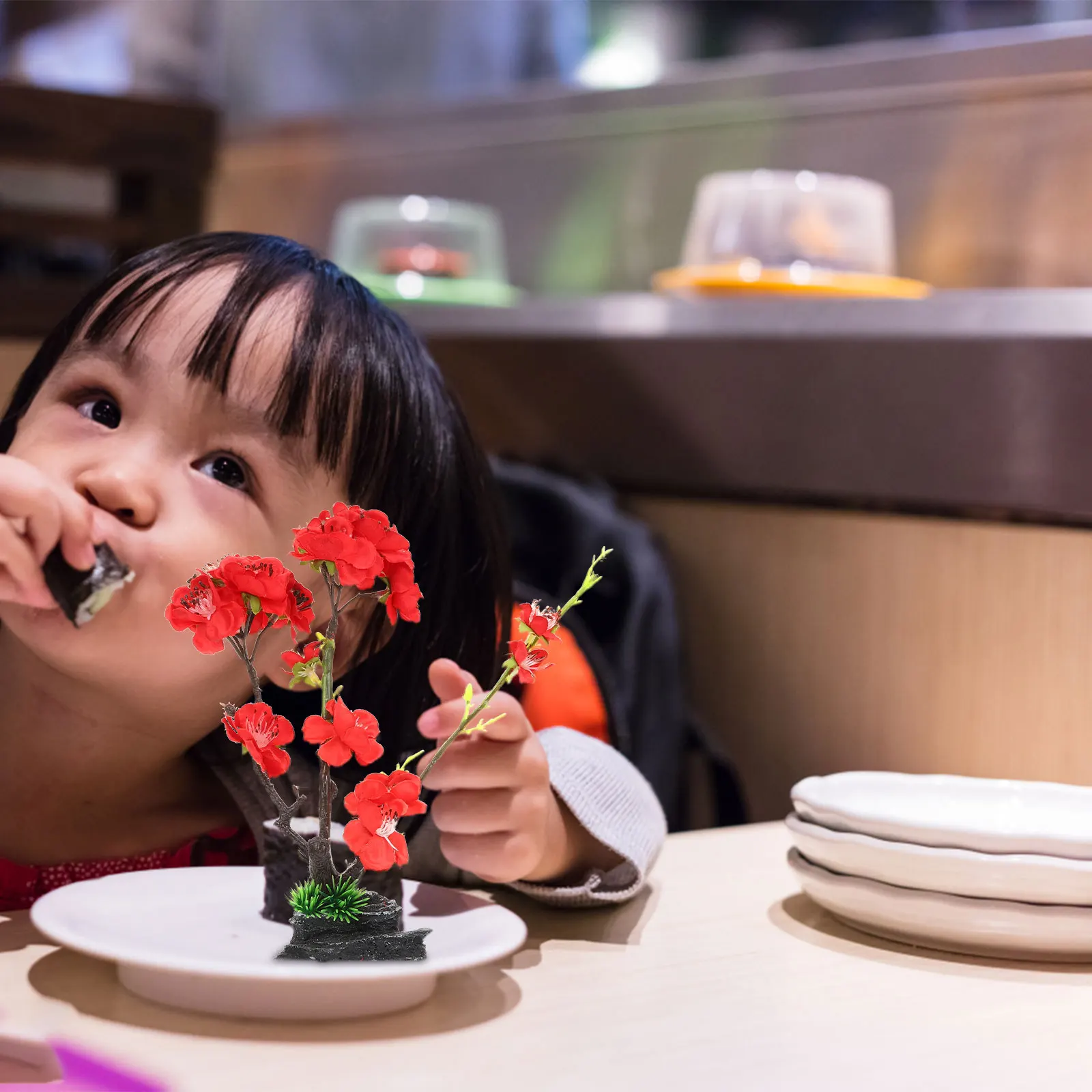 

Artificial Sushi Decoration Flowers Red Plate nament for Sushi Plates Decorative Accessories Dining Table Sets