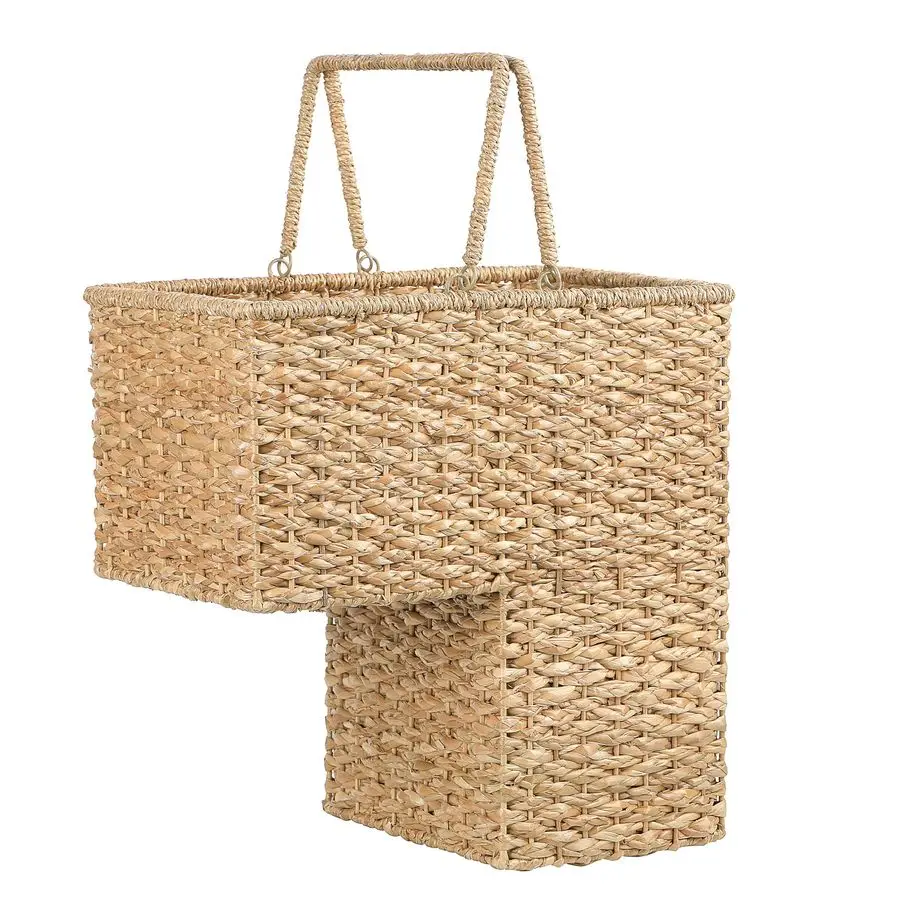 

Woven Bankuan Rope Stair Basket with Handles, Natural