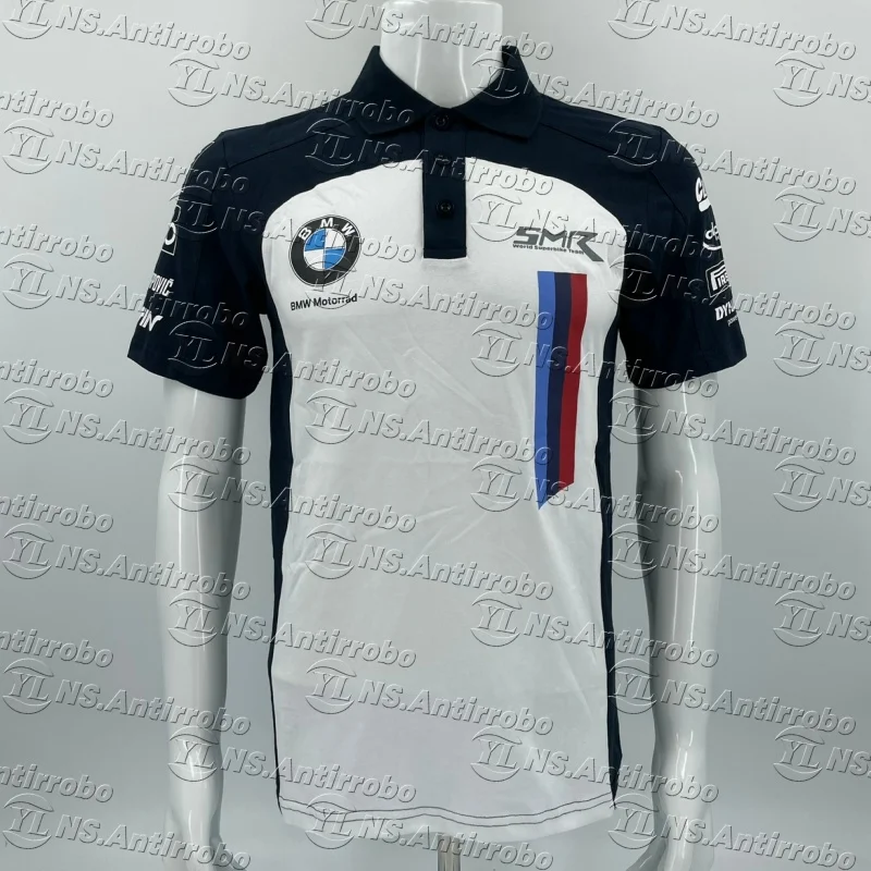 تي شيرت BMW Motorsport للدراجات النارية، تي شيرت فريق السباق، صيفي سريع الجفاف، قميص بولو قابل للتنفس، أزرار طية صدر السترة للسيارات Motorrad
