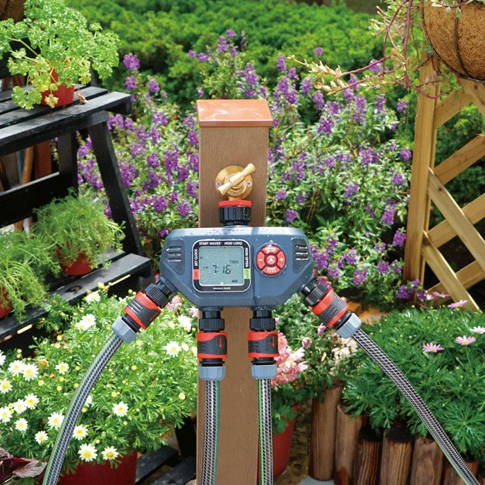 4 Outlets Garden Water Sprinkler Timer With Display Manual and Automatic Modes Easy Setup and Program Regular Watering Schedule