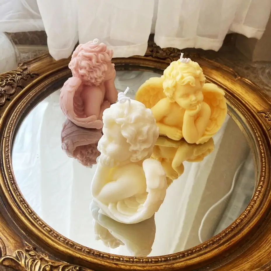 2026 New Angel Candle Silicone Mold 3D Cute Children Portrait Handmade Plaster Doll Candle Soap Resin Molds Home Decor Artifact