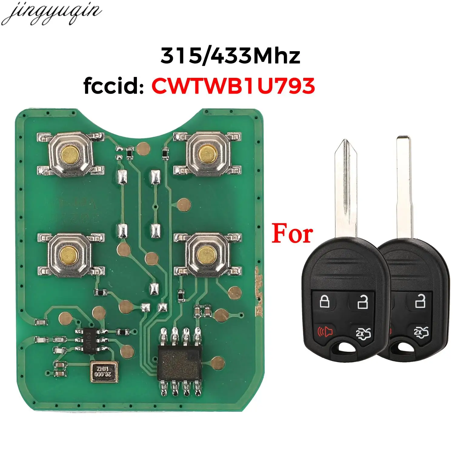 Jingyuqin Remote Car No Key Only PCB 315/433MHz For Ford Expedition Explorer Flex Taurus Lincoln MKZ Navigator CWTWB1U793 4/5B