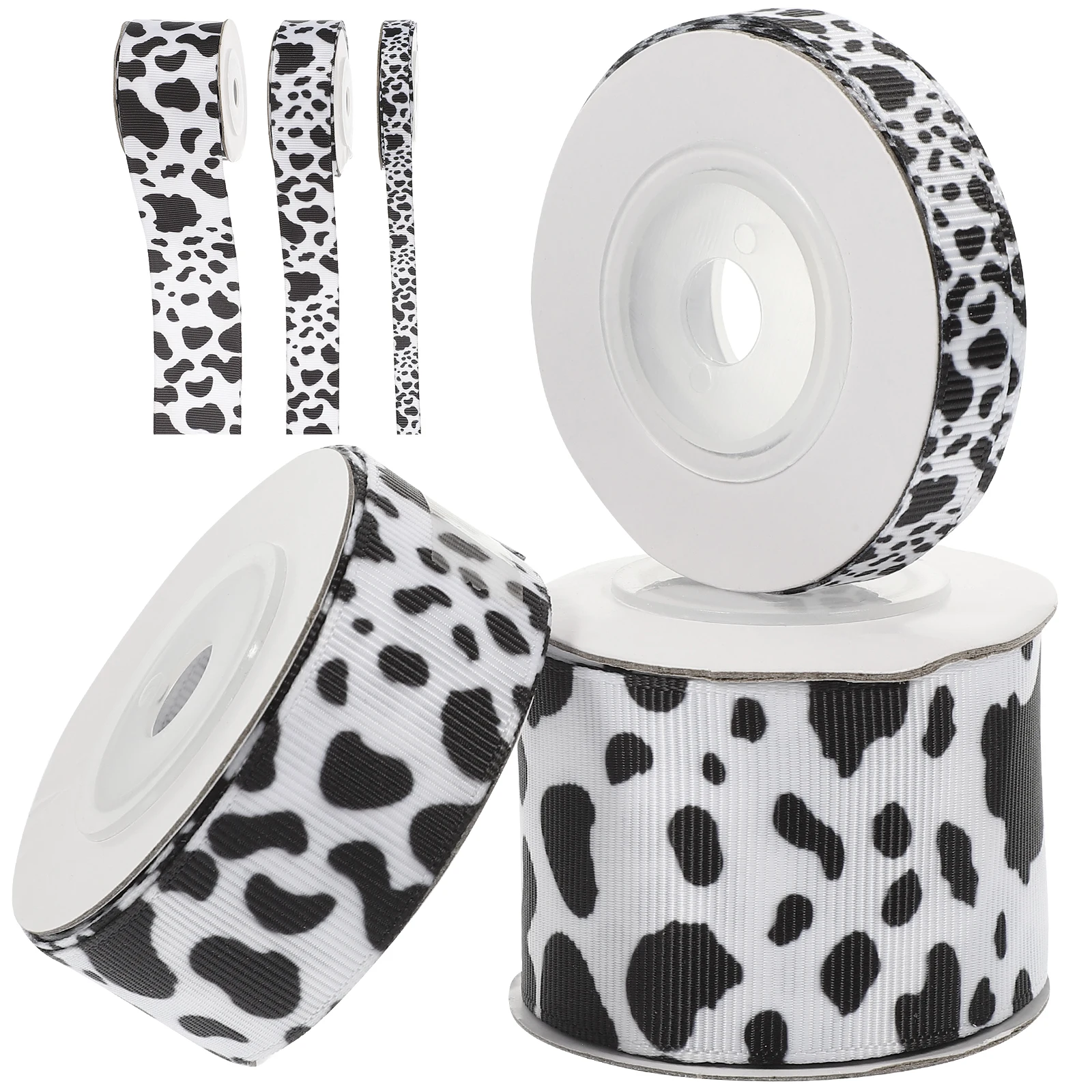 

1 set Heat Transfer Webbing Cow Pattern Ribbon DIY Wrapping Decorative Ribbons Crafts Packaging Party Sturdy Fade Resistant